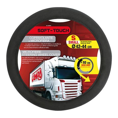ΚΑΛΥΜΜΑ ΤΙΜΟΝΙΟΥ ΦΟΡΤΗΓΟΥ 42/44cm (S) SOFT TOUCH ΜΑΥΡΟ ΜΕ ΑΠΑΛΗ ΥΦΗ ΜΙΚΡΟΦΙΜΠΡΑΣ Auto Moto Tyres 