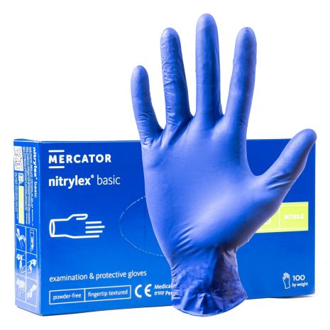 ΓΑΝΤΙΑ ΝΙΤΡΙΛΙΟΥ MERCATOR NITRYLEX BASIC ΣΕ ΜΠΛΕ ΧΡΩΜΑ SMALL (S) ΑΜΙΟ - 100 ΤΕΜ. Auto Moto Tyres 