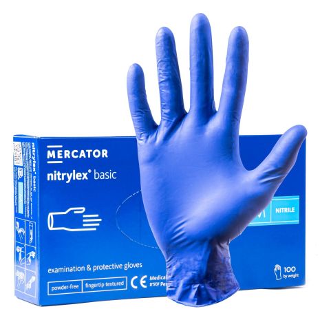 ΓΑΝΤΙΑ ΝΙΤΡΙΛΙΟΥ MERCATOR NITRYLEX BASIC ΣΕ ΜΠΛΕ ΧΡΩΜΑ MEDIUM (M) ΑΜΙΟ - 100 ΤΕΜ. Auto Moto Tyres 