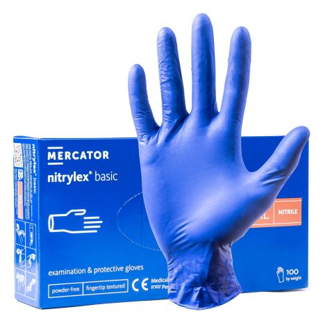 ΓΑΝΤΙΑ ΝΙΤΡΙΛΙΟΥ MERCATOR NITRYLEX BASIC ΣΕ ΜΠΛΕ ΧΡΩΜΑ X-LARGE (XL) ΑΜΙΟ - 100 ΤΕΜ. Auto Moto Tyres 