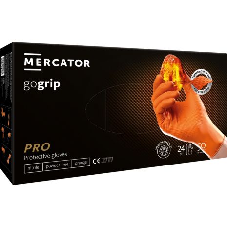 ΓΑΝΤΙΑ ΝΙΤΡΙΛΙΟΥ MERCATOR GOGRIP ΣΕ ΠΟΡΤΟΚΑΛΙ ΧΡΩΜΑ XXLARGE (XXL) ΑΜΙΟ - 50 ΤΕΜ. Auto Moto Tyres 