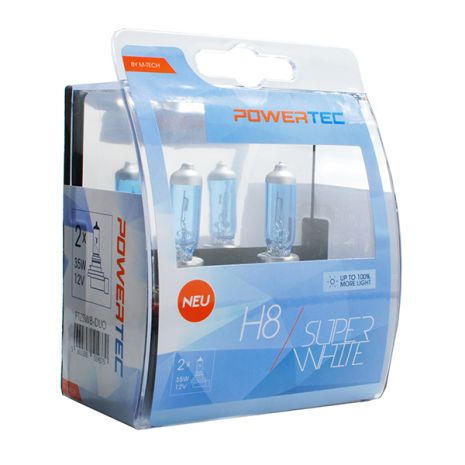 H8 12V 55W 3.450K PGJ19-1 POWERTECK SUPERWHITE 2ΤΕΜ. Auto Moto Tyres 