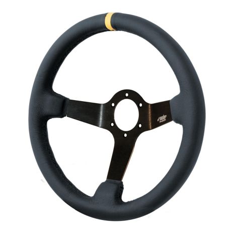 ΤΙΜΟΝΙ CARRERA PELLE ΤΡΙΑΚΤΙΝΟ 350 mm/ΠΑΧΟΣ 100 mm/BΑΘΟΣ 90 mm (ΜΑΥΡΟ ΟΙΚΟΛΟΓΙΚΟ ΔΕΡΜΑ ΜΕ ΚΙΤΡΙΝΗ ΡΙΓΑ) Auto Moto Tyres 