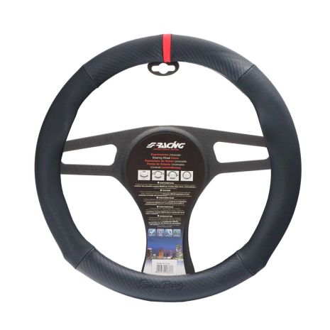 ΚΑΛΥΜΜΑ ΤΙΜΟΝΙΟΥ RACE CARBON LOOK  ΜΑΥΡΟ/CARBON/ΔΑΚΤΥΛΙΔΙ ΚΟΚΚΙΝΟ ΟΙΚΟΛΟΓΙΚΟ ΔΕΡΜΑ 37-39cm SIMONI RACING - 1 TEM. Auto Moto Tyres 
