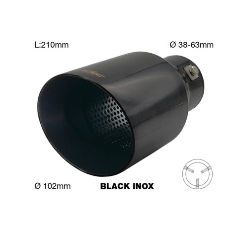 ΑΚΡΟ (ΜΠΟΥΚΑ) ΕΞΑΤΜΙΣΗΣ INOX ΜΑΥΡΗ ΣΤΡΟΓΓΥΛΗ 38>63mm (ΜΗΚΟΣ: 210mm/ ΔΙΑΜΕΤΡΟΣ ΕΞΩΤΕΡΙΚΗ 102mm)​ SIMONI RACING - 1 TEM. Auto Moto Tyres 