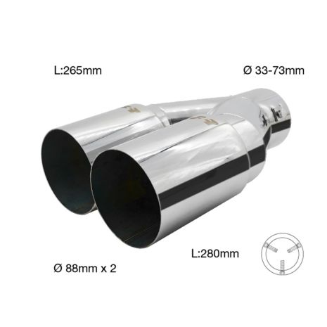 ΑΚΡΟ (ΜΠΟΥΚΑ) ΕΞΑΤΜΙΣΗΣ ΔΙΠΛΗ ΑΠΟΛΗΞΗ 33>73mm (ΜΗΚΟΣ: 280mm/ ΔΙΑΜΕΤΡΟΣ ΕΞΩΤΕΡΙΚΗ 88mmX2) SIMONI RACING - 1 TEM. Auto Moto Tyres 