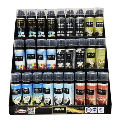 ΠΛΗΡΕΣ ΣΤΑΝΤ ME ΑΡΩΜΑΤΙΚA ΑΥΤΟΚΙΝΗΤΟΥ ΣΕ ΣΠΡΕΙ (SPRAY) 75 ml (ΔΙΑΦΟΡΑ ΑΡΩΜΑΤΑ) AQUA -27 TMX Auto Moto Tyres 