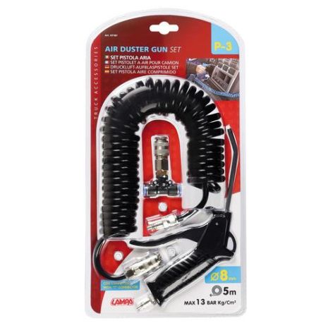 ΠΙΣΤΟΛΙ ΑΕΡΑ ΜΕ ΣΠΙΡΑΛ P-3 8mm 5m 13bar kg/cm2  ME ΣΥΝΔΕΣΜΟΣ ΑΕΡΑ T 8mm Auto Moto Tyres 