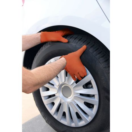 ΓΑΝΤΙΑ ΕΡΓΑΣΙΑΣ ΝΙΤΡΙΛΙΟΥ ΜΙΑΣ ΧΡΗΣΗΣ ΠΟΡΤΟΚΑΛΙ MEDIUM (M) X-STRONG LAMPA - 50 ΤΕΜ Auto Moto Tyres 