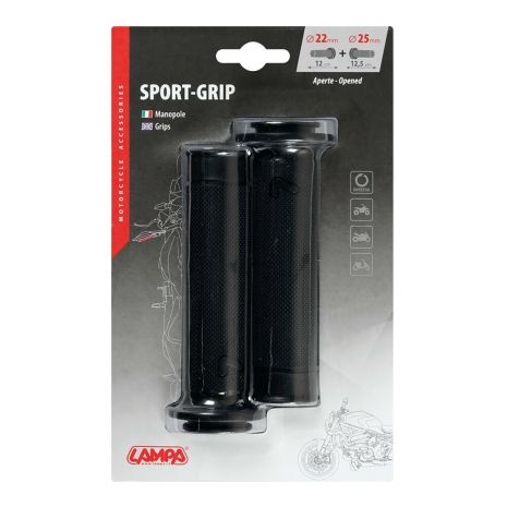 ΧΕΙΡΟΛΑΒΕΣ ΤΙΜΟΝΙΟΥ ΜΗΧΑΝΗΣ SPORT-GRIP ΜΑΥΡΟ (22 mm-12cm/25mm-12,5cm) LAMPA - 2 ΤΕΜ. Auto Moto Tyres 
