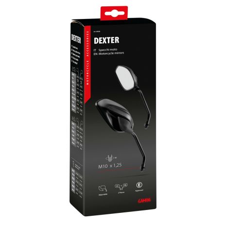 ΚΑΘΡΕΠΤΕΣ MOTO M10x1,25 DX ΜΑΥΡΟ ΧΡΩΜΑ DEXTER  LAMPA - 2 ΤΕΜ. Auto Moto Tyres 