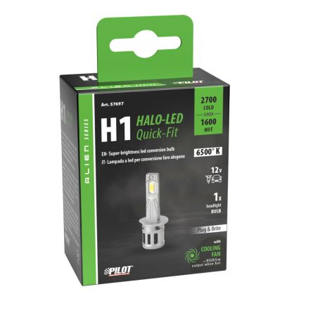 ΛΑΜΠΑ LED H1 12V P14,5s 6.500K ΨΥΧΡΟ 2.700lm/ΘΕΡΜΟ 1.600lm 25W HALO LED QUICK FIT ALIEN SERIES LAMPA - 1 ΤΕΜ. Auto Moto Tyres 