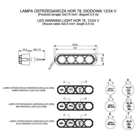 ΦΩΣ ΠΡΟΕΙΔΟΠΟΙΗΣΗΣ 12/24V HOR78 6W 4LED 143x35mm ΜΠΛΕ Auto Moto Tyres 