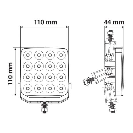 ΠΡΟΒΟΛΕΑΣ WL-26 16LED 48W 3300lm 10-30V 110x110x44 mm 3 ΘΕΣΕΩΝ ΜΕ ΦΩΣ ΔΙΑΘΛΑΣΗΣ -1ΤΕΜ. Auto Moto Tyres 