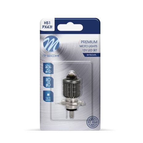 HS1 12V PX43t 15W 2x3570SMD LED 1.400lm 6.000K M-TECH - 1 ΤΕΜ. Auto Moto Tyres 