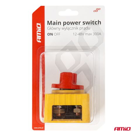 ΔΙΑΚΟΠΤΗΣ POWER-OFF ΜΠΑΤΑΡΙΑΣ ΣΕ ΒΑΣΗ 12-48V 300A  ΜΑΥΡΟ/ΧΡΥΣΟ AMIO - 1 Τεμ. Auto Moto Tyres 