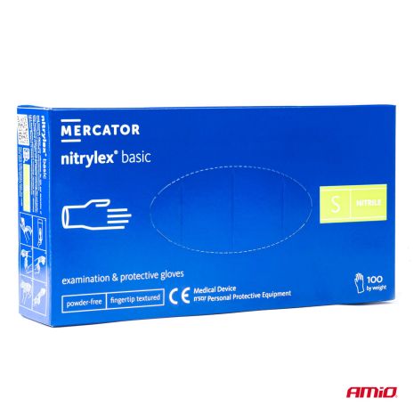 ΓΑΝΤΙΑ ΝΙΤΡΙΛΙΟΥ MERCATOR NITRYLEX BASIC ΣΕ ΜΠΛΕ ΧΡΩΜΑ SMALL (S) ΑΜΙΟ - 100 ΤΕΜ. Auto Moto Tyres 