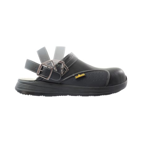 Πιστοποιημένα Παπούτσια Εργασίας σε στυλ Σαμπό Work Slipper από την Euroroutier σε μέγεθος EU44/UK10 σε Μαύρο Χρώμα με Λευκές Ραφές και Λουράκι Αστραγάλου Auto Moto Tyres 