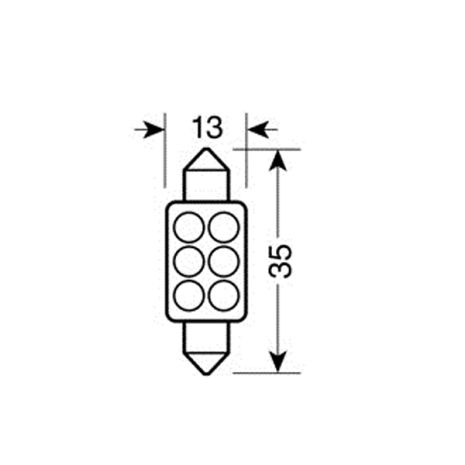 ΛΑΜΠΑΚΙ ΠΛΑΦΟΝΙΕΡΑΣ 6 LED 13x35mm Auto Moto Tyres 