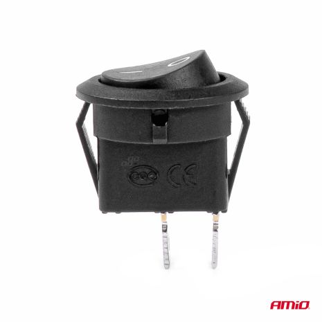 ΔΙΑΚΟΠΤΗΣ ON/OFF 2 ΕΠΑΦΩΝ 12V 20A  ΣΤΡΟΓΓΥΛΟΣ Φ20mm ΜΑΥΡΟΣ AMIO - 1 τεμ. Auto Moto Tyres 