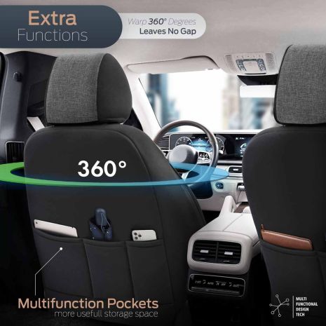 ΚΑΛΥΜΜΑΤΑ ΚΑΘΙΣΜΑΤΩΝ OTOM SWAN 501 BLACK ΜΑΥΡΟ/ΓΚΡΙ ΣΚΟΥΡΟ ΛΙΝΟ & ΔΕΡΜΑΤΙΝΗ SET ΑΜΙΟ - 1 σετ. Auto Moto Tyres 