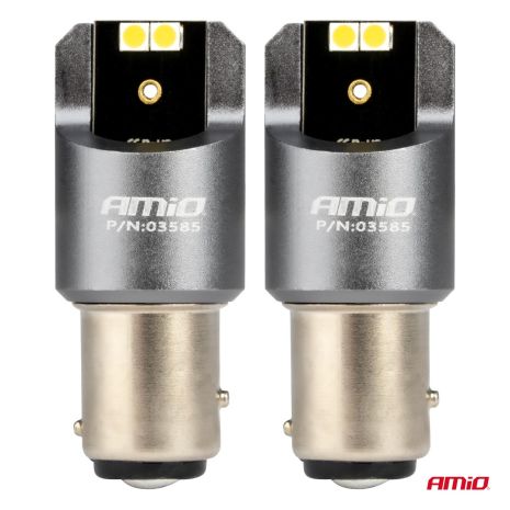 ΛΑΜΠΑΚΙΑ P21/5W BAY15d 12/24V 6.000K 4xSMD LED CAN-BUS ΛΕΥΚΟ PRO SERIES AMIO - 2 Τεμ. Auto Moto Tyres 
