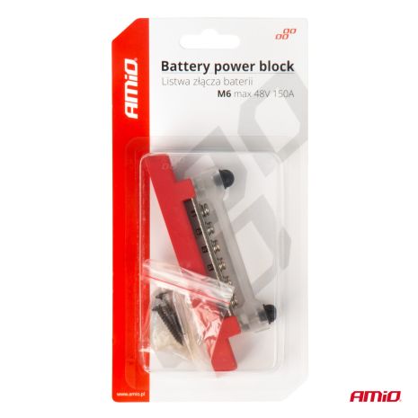 ΜΠΑΡΑ ΚΑΛΩΔΙΩΝ / ΤΕΡΜΑΤΙΚΟ 6 ΘΕΣΕΩΝ max 48V​ ΚΟΚΚΙΝΟ AMIO - 1 Τεμ. Auto Moto Tyres 