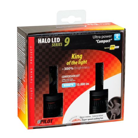 H4 ΛΑΜΠΑ 9-32V 6.500K 10.000lm 90W P43t HALO LED SERIE 9 COMPACT ULTRA POWER 4LED CREE LED KIT - 2 ΤΕΜ. Auto Moto Tyres 
