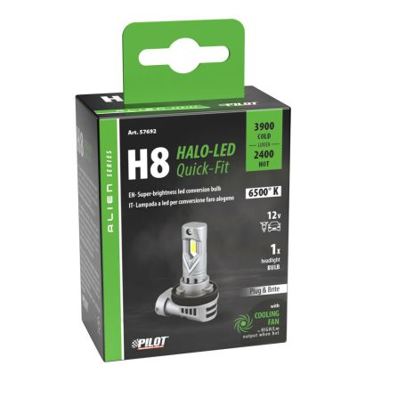 ΛΑΜΠΑ LED H8 12V PGJ19-1 6.500K ΨΥΧΡΟ 3.900lm/ΘΕΡΜΟ 2.400lm 35W  HALO LED QUICK FIT ALIEN SERIES LAMPA - 1 ΤΕΜ. Auto Moto Tyres 