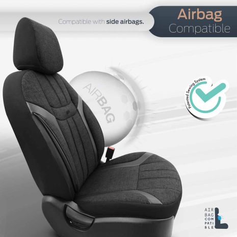 ΚΑΛΥΜΜΑΤΑ ΚΑΘΙΣΜΑΤΩΝ OTOM SWAN 501 BLACK ΜΑΥΡΟ/ΓΚΡΙ ΣΚΟΥΡΟ ΛΙΝΟ & ΔΕΡΜΑΤΙΝΗ SET ΑΜΙΟ - 1 σετ. Auto Moto Tyres 