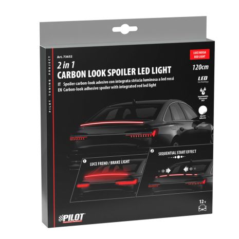 ΤΑΙΝΙΑ ΣΙΛΙΚΟΝΗΣ LED ΚΟΚΚΙΝΟ ΦΩΣ CARBON-LOOK ΠΟΡΤ ΜΠΑΓΚΑΖ  SPOILER LED LIGHT 12V IP67 25χ10mm 120cm LAMPA -  1 Τεμ. Auto Moto Tyres 