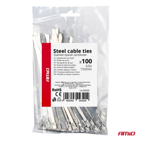 ΔΕΜΑΤΙΚΑ/ΔΕΤΙΚΑ ΚΑΛΩΔΙΩΝ TIE WRAP (ΤΑΙΡΑΠ) ΜΕΤΑΛΛΙΚΑ 4,6 x 150mm ΑΜΙΟ - 100 ΤΕΜ. Auto Moto Tyres 