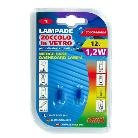 ΛΑΜΠΑΚΙΑ ΨΕΙΡΕΣ Τ5 12V/1.2W W2x4.6d ΜΠΛΕ Auto Moto Tyres 