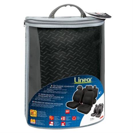 Καλύμματα Καθισμάτων Linear υψηλής ποιότητας ζακάρ Μαύρο / Γκρι set Auto Moto Tyres 