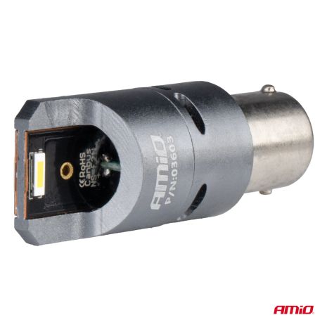 ΛΑΜΠΕΣ P21W BA15S 12/24V 6.000K 2xSMD LED FULL CAN-BUS (ΜΕ ΑΝΕΜΙΣΤΗΡΑΚΙ) ΛΕΥΚΟ PRO SERIES AMIO - 2 ΤΕΜ. Auto Moto Tyres 